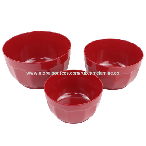 Bulk Buy China Wholesale Melamine Round Mixing Bowl 3pcs Set With A  Non-slip Rubber Strip Red $8 from DONGGUAN RUIXIN MELAMINE WARE CO.,LTD