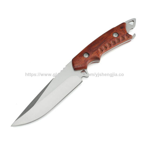 Couteau de Survie d'Extérieur Fait Main avec Lame Fixe en Acier Inoxydable et Manche en Bois de Santal Rouge