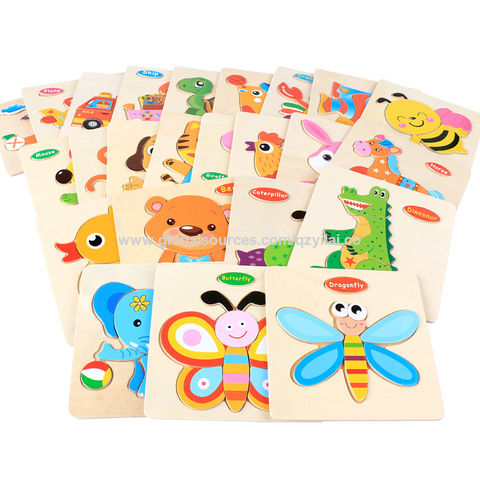 Kids Baby Fun Toy 3D Jigsaw Puzzle Cartoon Animal Wooden Educational Toys D 