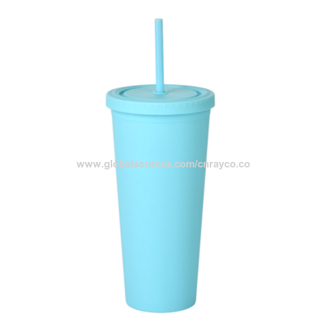 Buy Wholesale China 22oz Or 16oz Capacity Outdoor Double Wall Frosted Plastic  Straw Cup With Lid Matte Straw Tumbler & Plastic Straw Tumbler at USD 0.79