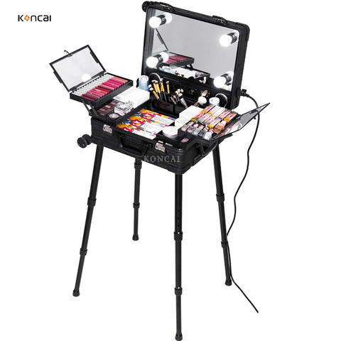 rolling makeup case with lights