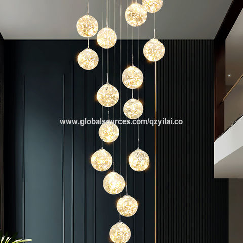 Customizable Modern Stairs Chandelier, Hanging Crystal Chandelier In Stairwell Color Code