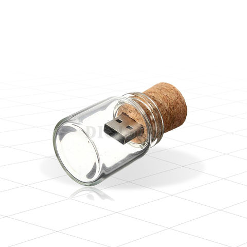 Message Glass Bottle Cork USB 2.0 Flash Drive Engrave Custom Wooden Box Pendrive 