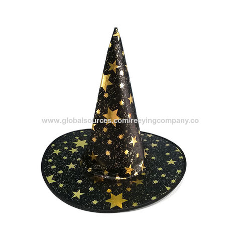 Color negro con forma de cono de estrella sombrero de Halloween cosplay decoraciones de Halloween para fiesta de niños sombrero de mago