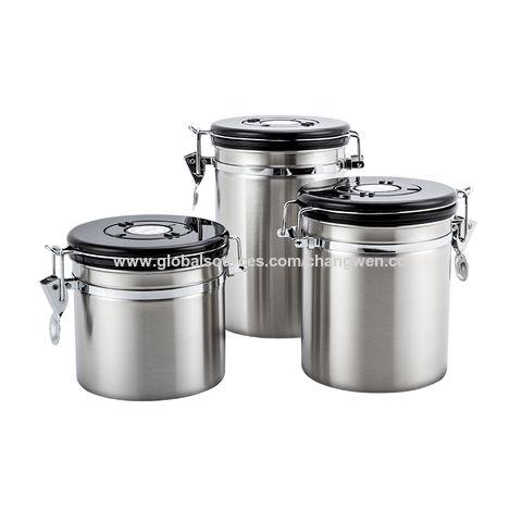 1.5L 304 Stainless Steel Coffee Beans Tea Canister Sealed Food Storage Containe. 