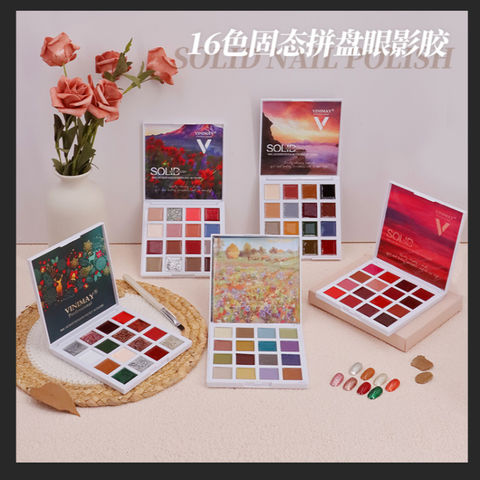 Palette de 16 Couleurs Japonaises 2022 en 1 : Crème Solide, Pudding, Boue, Gel UV Diamant Pailleté pour Vernis à Ongles for sale at factory direct price