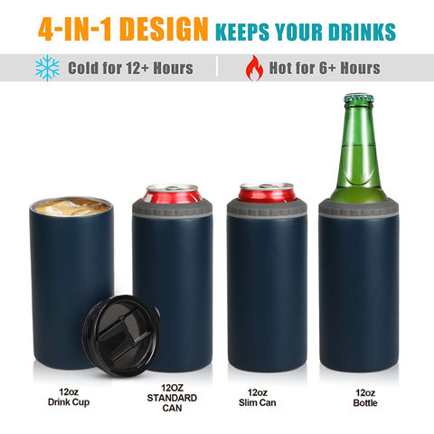 4 in 1 Double Wall Stainless Steel Vacuum Insulated Tumbler Can Cooler -  China Can Cooler and Stainless Steel Can Cooler price