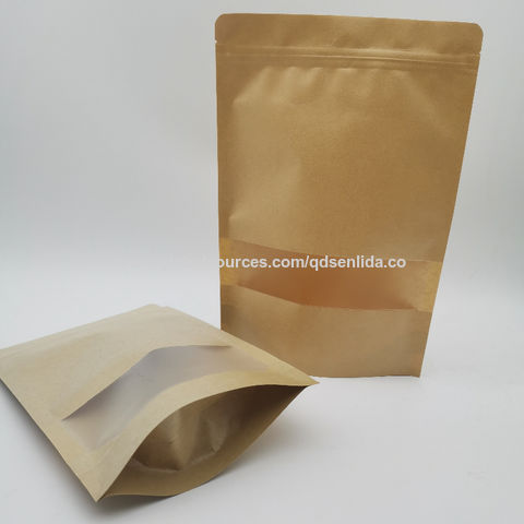 Hang Hole Clear Kraft Paper Bag Flat ZipLock Bags Pouches Food Packaging