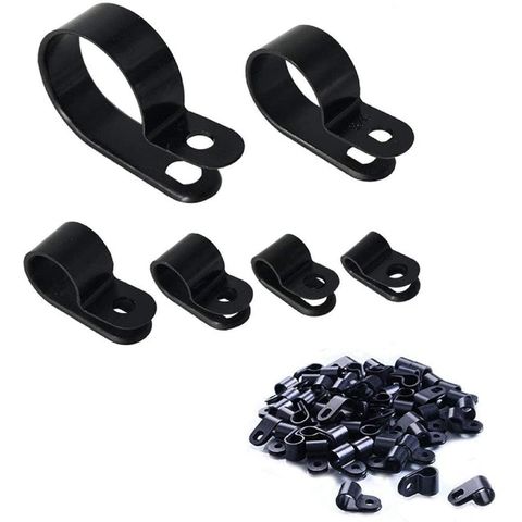 1000 PCS PACK 3/8" Inch R-Type CABLE CLAMPS NYLON BLACK HOSE WIRE ELECTRICAL UV