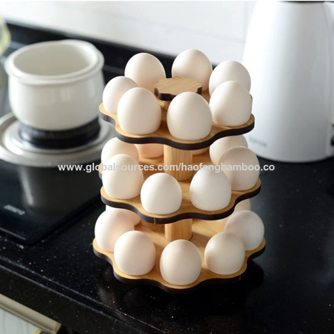 Buy Wholesale China Bamboo Fresh 16 Chicken Egg Rack Storage Countertop  Rotating 3 Layers Dispenser Egg Carrier Holder & Egg Tray at USD 7.2