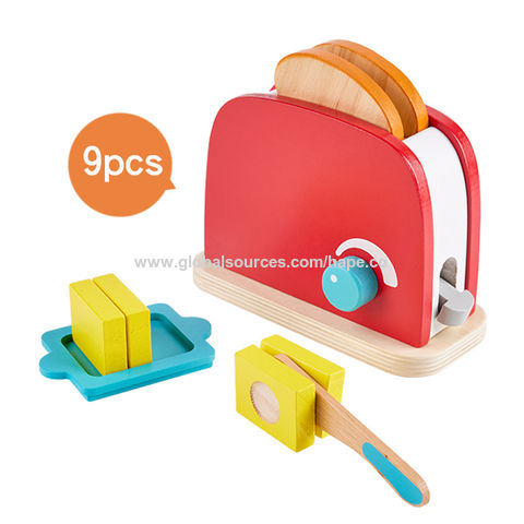 Wooden Kitchen Pretend Toys Montessori Toy Game Toaster Set Food Wood 