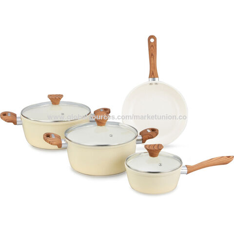Buy Wholesale China Induction Safe Cookware Set, Healthy Ceramic Nonstick  Pots And Pans Set, 6 Piece, Green, Wood Handle & Cookware Set at USD 16.67
