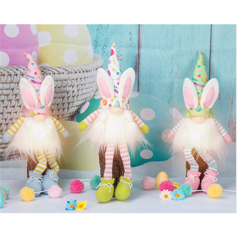 18x18 Nordic Emporium Swedish Bunny 3 Easter Gnomes Pastel Spring Throw Pillow Multicolor 