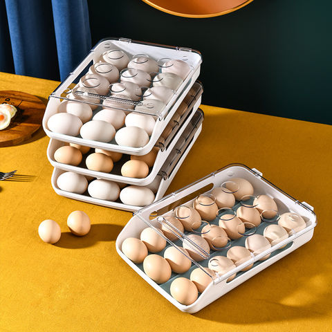 Rolling Egg Holder for Refrigerator, 36 Fresh Egg Container, 2 Layer Clear  Stackable Egg Holder, Egg Organizer Cartons & Egg Tray 