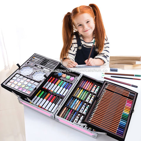 de 150 piezas en estuche de aluminio, de dibujo de pintura para niños que  incluye bolígrafos de acuarela, lápices de color Sunnimix Conjunto de  pintura de dibujo