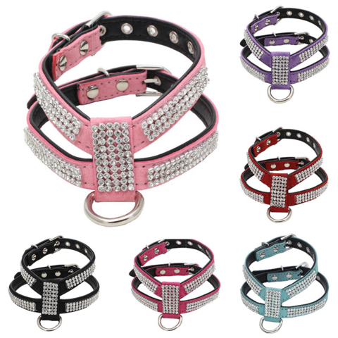 Bling Rhinestone PU Leather Collar for Dog Pet Accessories Crystal Diamond  Dog Collar and Leash for Small Large Dogs