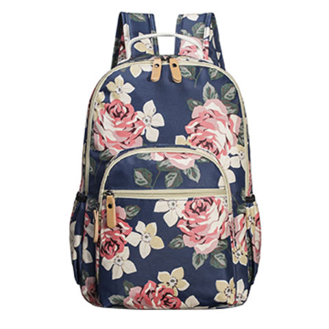 15 Inch Women Brand Design Backpack,Pu Travel Bag,Flower Print Schoolbag  for Teenager