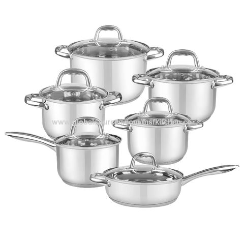 Color Silicone Handle Cooking Pots and Pans Stainless Steel Kitchen Home  Use with Clear Glass Lid - China Cooking Pot Wholesale and Cookware Set  Cooking price