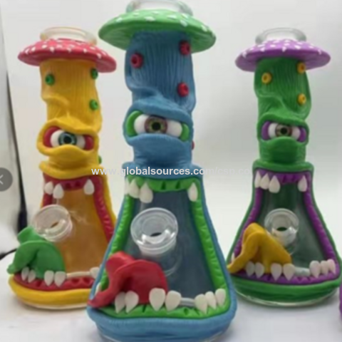 Glass bong 3D novel and funny glass hookah painted with colorful patterns for sale at factory direct price
