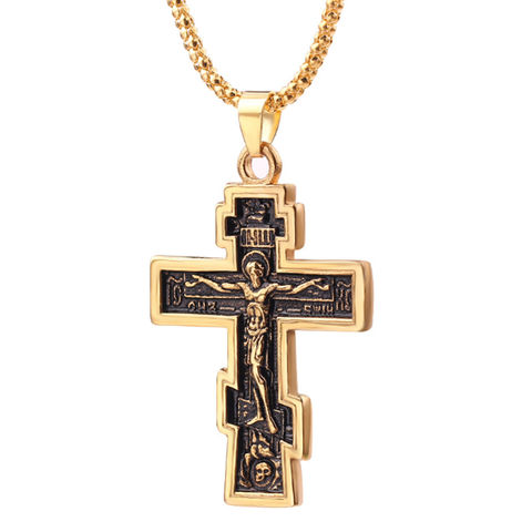 Mens Silver Catholic Cross Pendant Necklace Christian Necklace Stainless  Steel | eBay