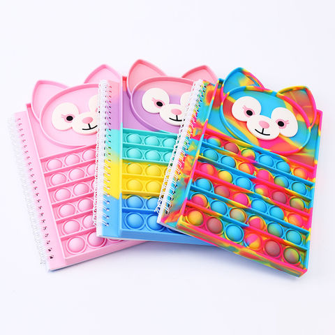 Pop it Notebook for Kids Children School Office Green Bubble Pop-on-it Spiral Notebook with Double Offset Paper INMETT 2-Pack Pop It Fidget Notebook with Eye-popping Toy Keychain 