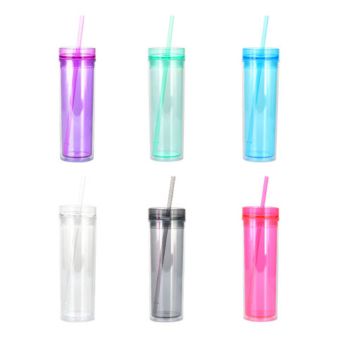 double wall reusable 700ml 710ml 24oz transparent clear plastic cup cold  cup plastic tumbler with straw and lid