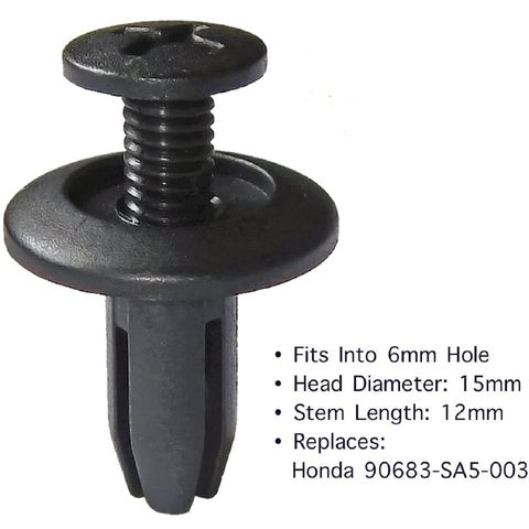 D370 100Pcs 6mm Car Hole Plastic Rivets Fastener Bumper Panel Trim Push Pin Clip 