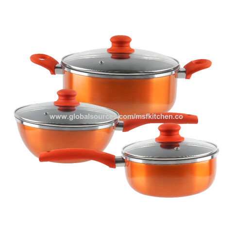New Arrivel Cookware Red Shiny Metal Aluminum Cooking Pots and Pan