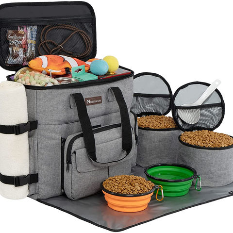 Petami Dog Travel Bag | Airline Approved Tote Organizer with Multi-function Pockets, Food Container Bag and Collapsible Bowl | Perfect Weekend Pet