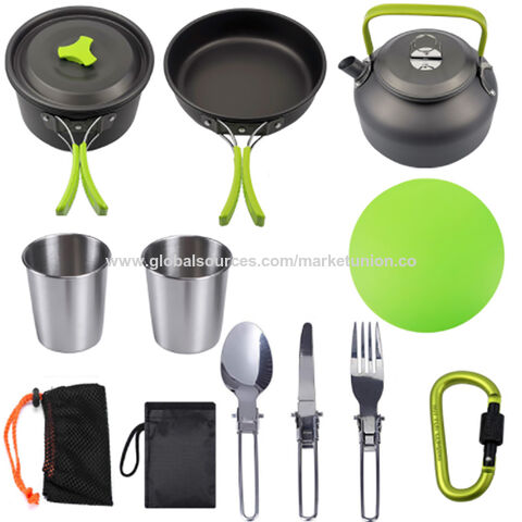 Camping Cookware Mess Kit Backpacking Gear & Hiking Outdoors Bug Out Bag Cook CN 