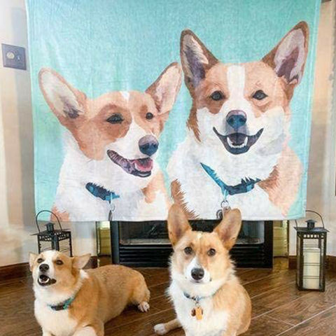 dog portrait blanket