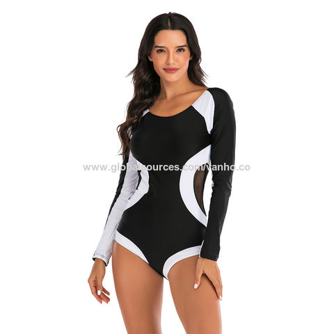 Shorts Swimwear Bodysuit Women Long Sleeve Rash Guard Surf Two Piece Crop Top 