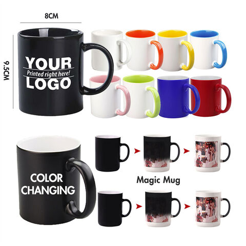 11oz Magic Mug in Black. Color Changing Mug With Heat Activation.  Customizable. 