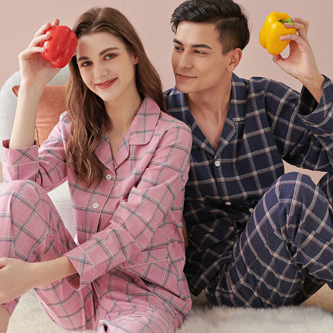 Long-sleeve Autumn Winter Pyjama Loose Men Style Couple Pijama Set Sle