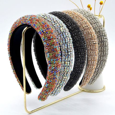Large Bandeau de Fête Brillante avec Strass, Accessoires de Cheveux en Gros