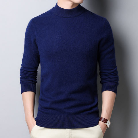 Men's Cashmere Blend Sweater Round Neck Thick Winter Casual Knitting Tops Zsell 