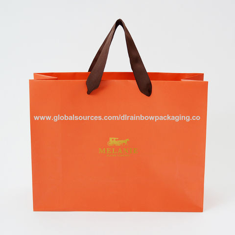 French Luxury Shopping/ Gift Bag Emboss Letters Orange Paper