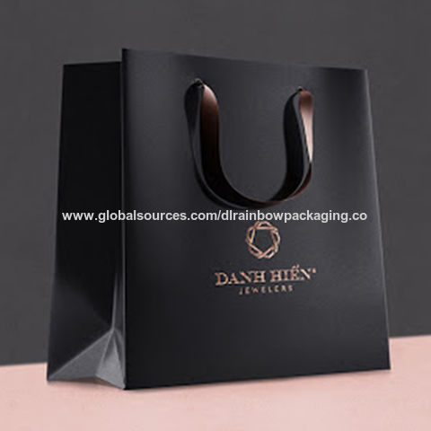 Wholesale Custom Branded Pink Drawstring Packing Small Black Gold