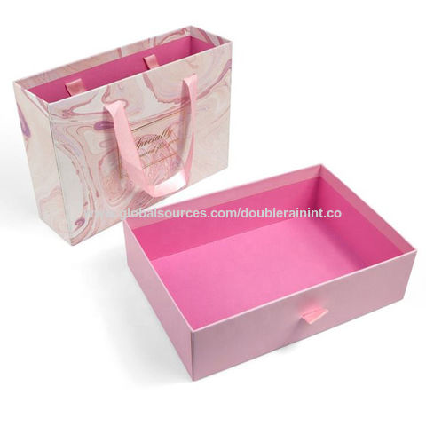 Caja de almacenamiento rosa de lujo, cartón, ropa, joyería, cosméticos, embalaje de regalo con cajón de papel deslizante