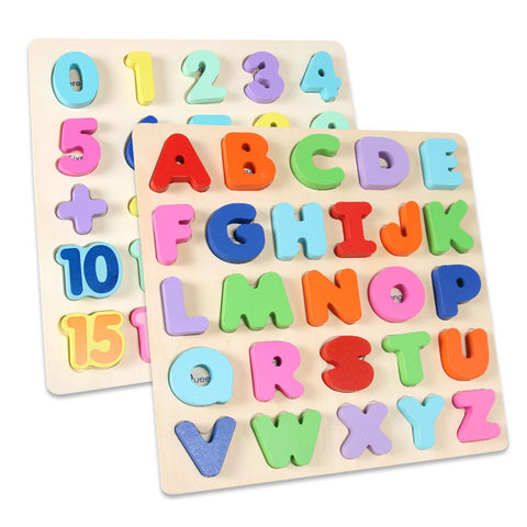 Kids Early Educational Montessori Toys ABC Puzzle Digital Wooden Toys Jigsaw  Letter Alphabet Number Puzzle Baby Toys Gifts