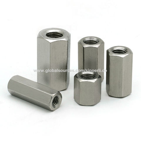 2 Pcs M6 x 1.0 Long Rod Coupling Hex Nut 304 Stainless Steel 