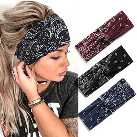 Bandana Yoga Hot Silang, Ikat Kepala Motif Vintage, Ikat Rambut Elastis Modis for sale at factory direct price