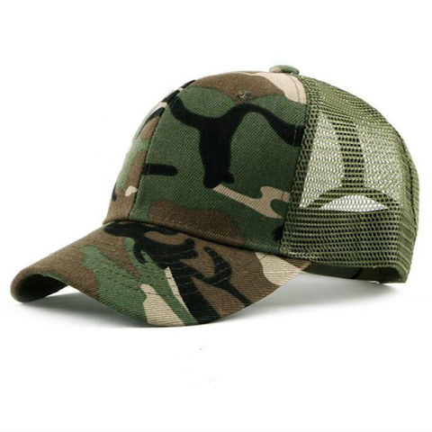 Atmungsaktive Trucker Cap, handgefertigt, nach Maß, Designer Korea USA, schlicht, Mesh, Camo, Tarnmuster, 6-Panel for sale at factory direct price