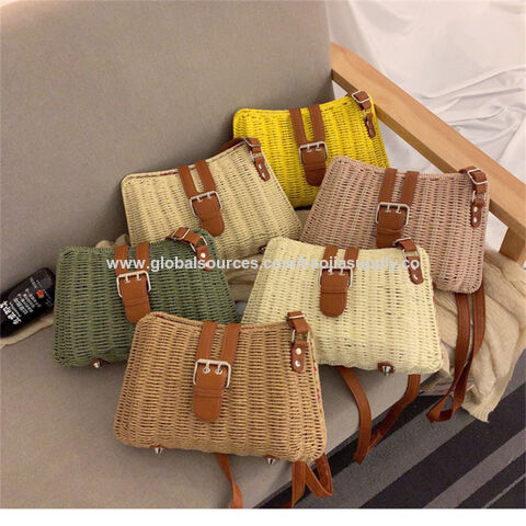 Bolsa de mão de palha trançada para férias na praia - Bolsa envelope tiracolo for sale at factory direct price