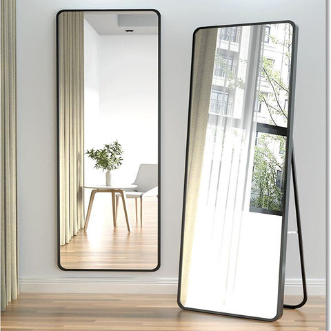 Full Length Mirror, Round Corner Aluminum Alloy Frame Floor Full