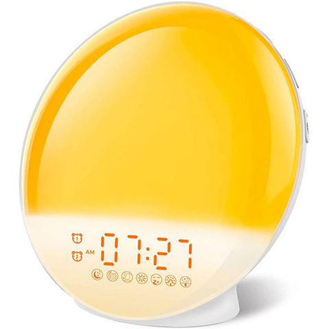 WiFi Smart Wake Up Light Workday LED Alarm Clock with 7 Colors Sunrise ...