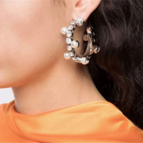 Fashion Crystal Big Pearl Ear Stud Earrings Dangle Charm Women Weddings  Jewelry | eBay