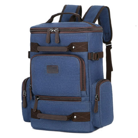Khaki Unisex Canvas Travel Hand Bags Big Capacity Camping Mountain Luggage Bags 