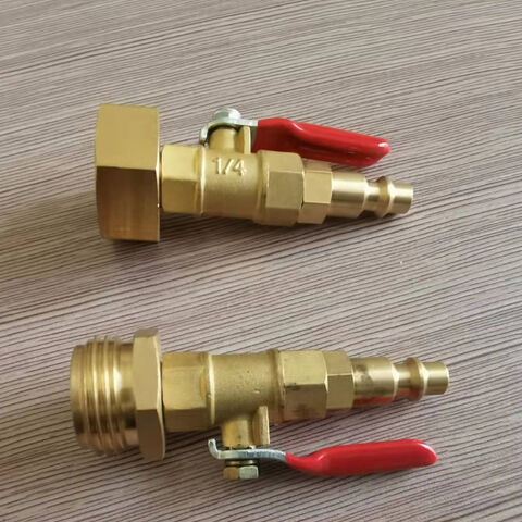 Raccord Rapide Mâle 1/4 Pouce avec Filetage 3/4" et Vanne à Boisseau Sphérique 1/4 Pouce en Laiton pour Hivernage