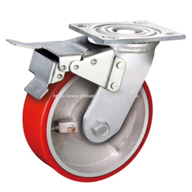 Rueda giratoria industrial de poliuretano (PU) de 6"x2 para trabajo pesado, sin ruido y con freno, directo de fábrica en China for sale at factory direct price